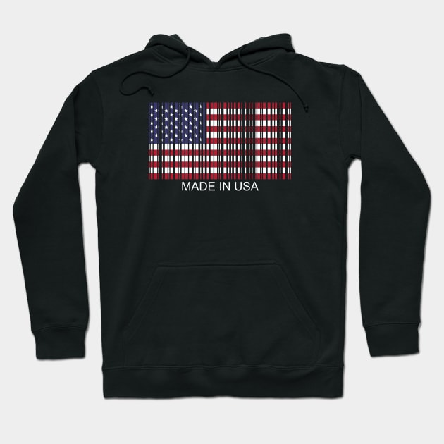 independence day barcode USA flag made in USA Hoodie by Typography Dose